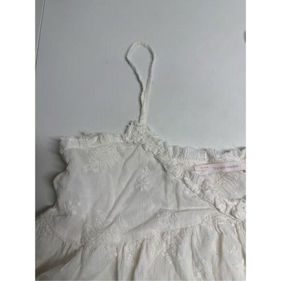 Zara Women’s Bohemian Bodydoll Cotton Embroidered Top Size L Spaghetti Straps - Picture 3 of 11